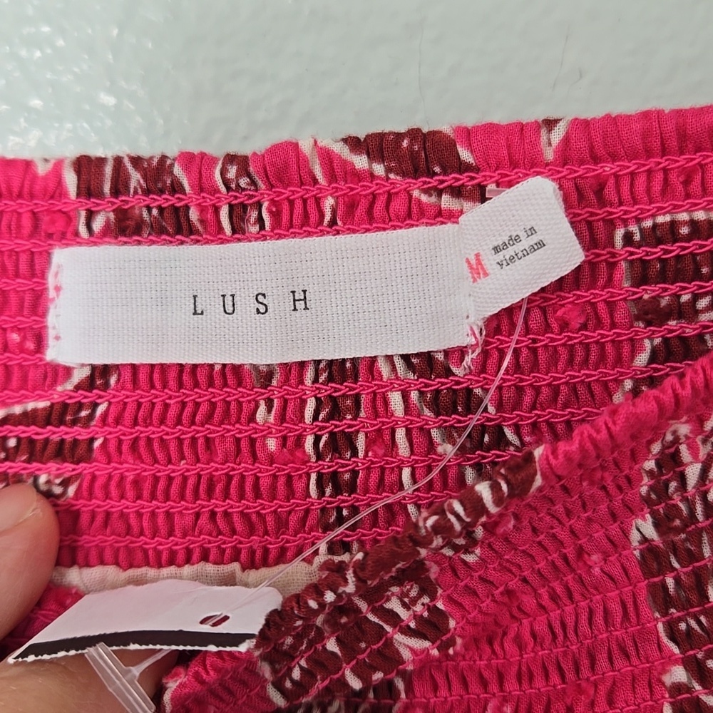 Lush | NWT Bright Pink Cotton Tie Front Top And Mini Skirt Set Size Medium - Picture 14 of 16